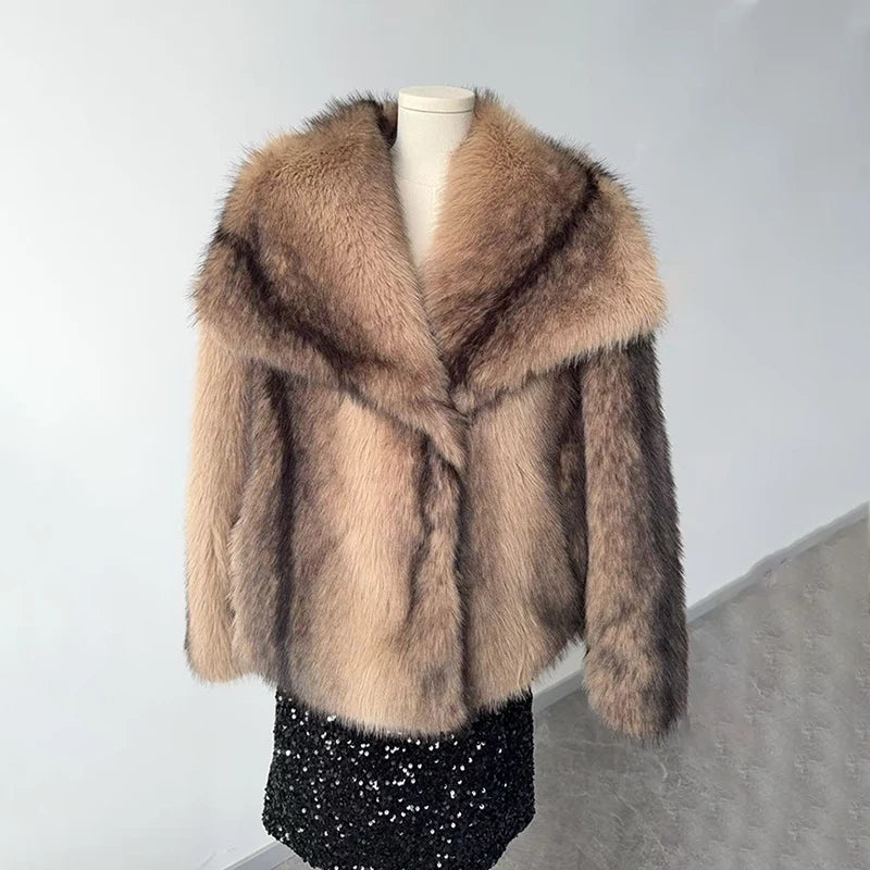 Gradient Faux Fur Coat