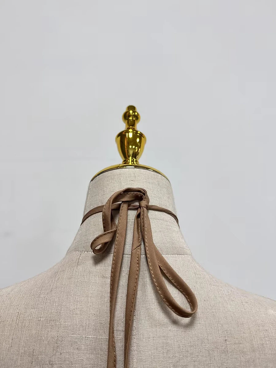Gala Solid Spliced Tassel Dress