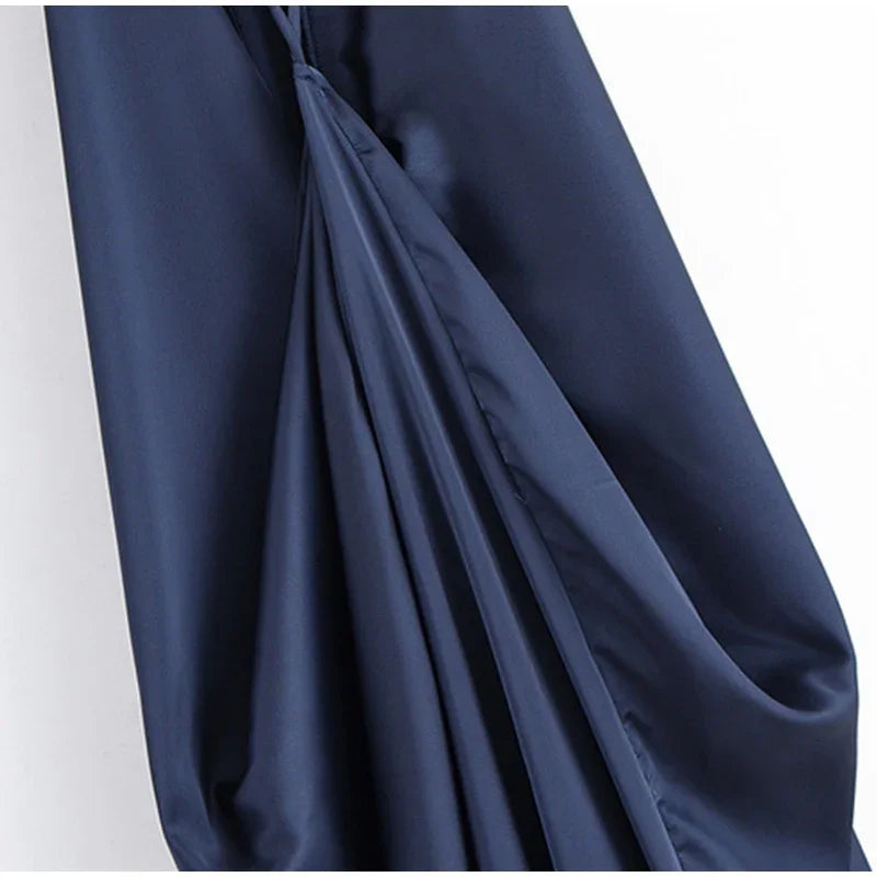 Audrey  Satin Halter Backless Maxi Dress