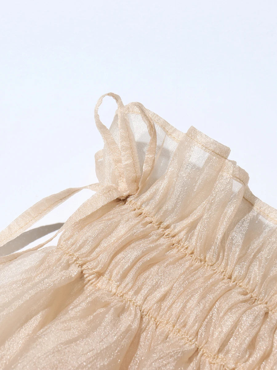 Airin Off Shoulder Mesh Ruffle Top Blouse