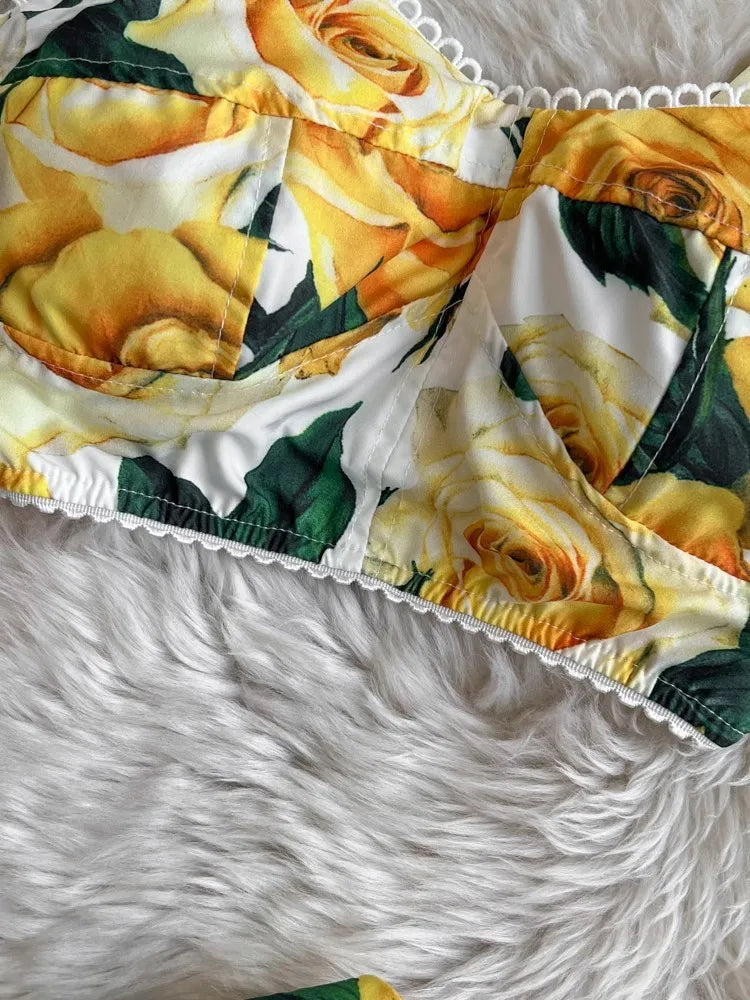 Summer Flower Skirt Set