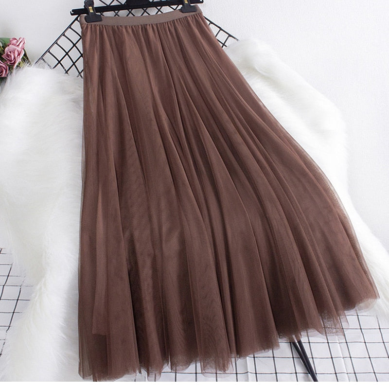 A LINE Long Tulle Skirt
