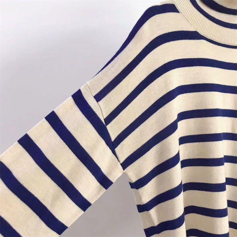 Striped Print Loose Pullover