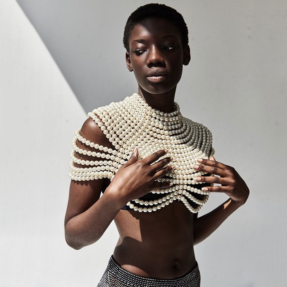 Round Neck Pearl Top