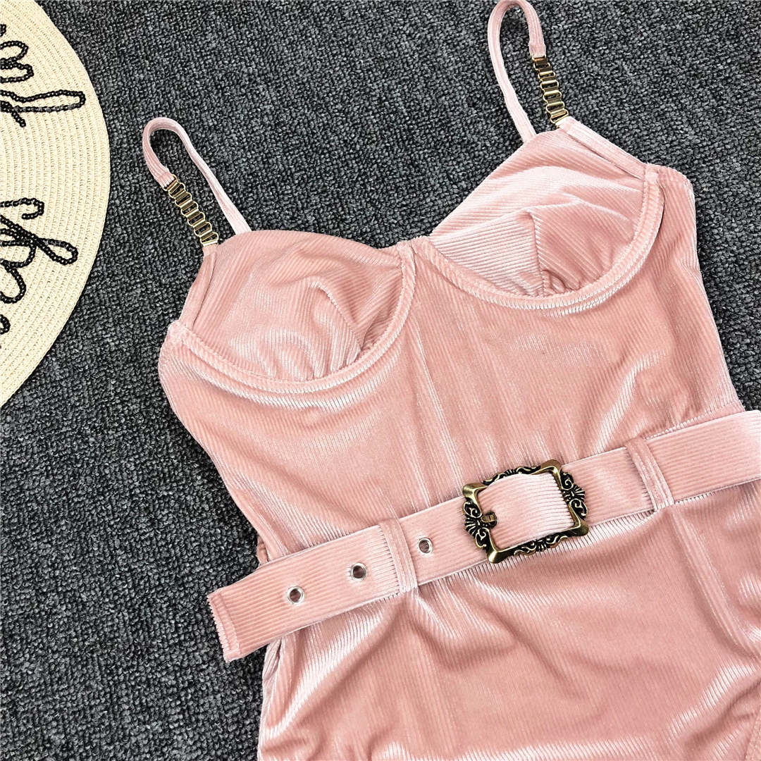 Ribbed SwimSuit With Belt