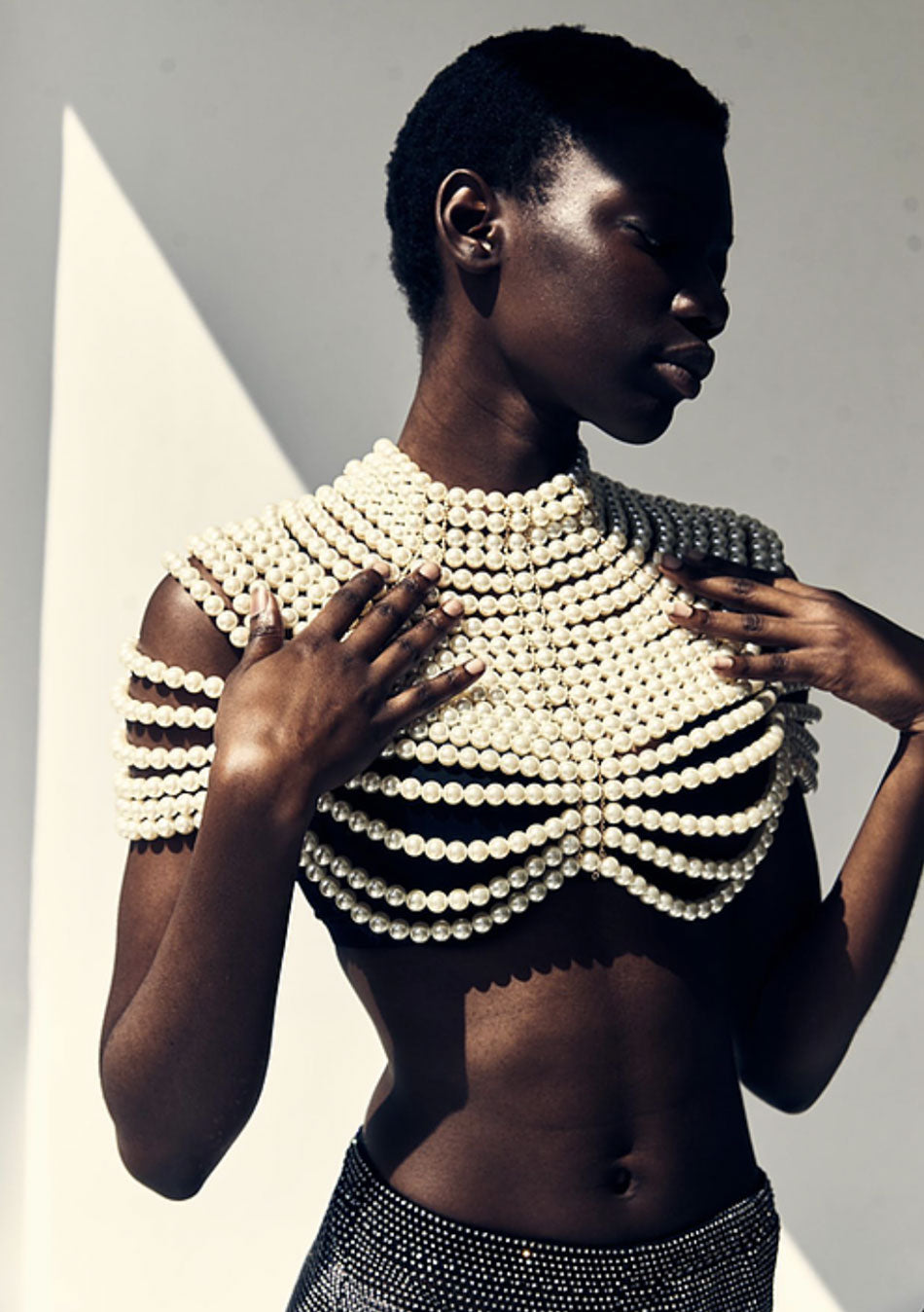 Round Neck Pearl Top