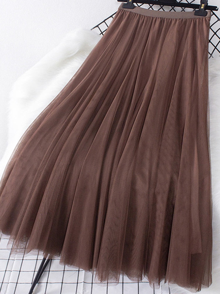 A LINE Long Tulle Skirt