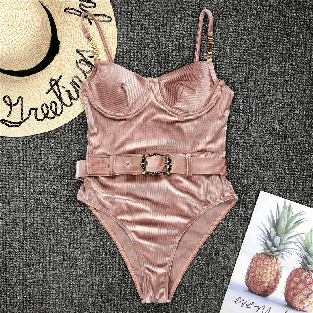 Ribbed SwimSuit With Belt