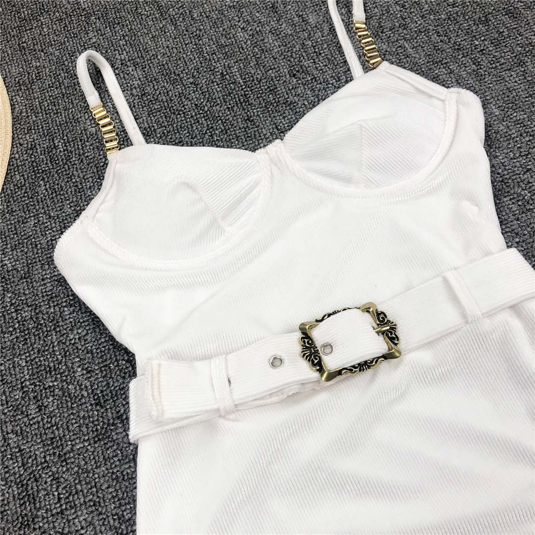 Ribbed SwimSuit With Belt