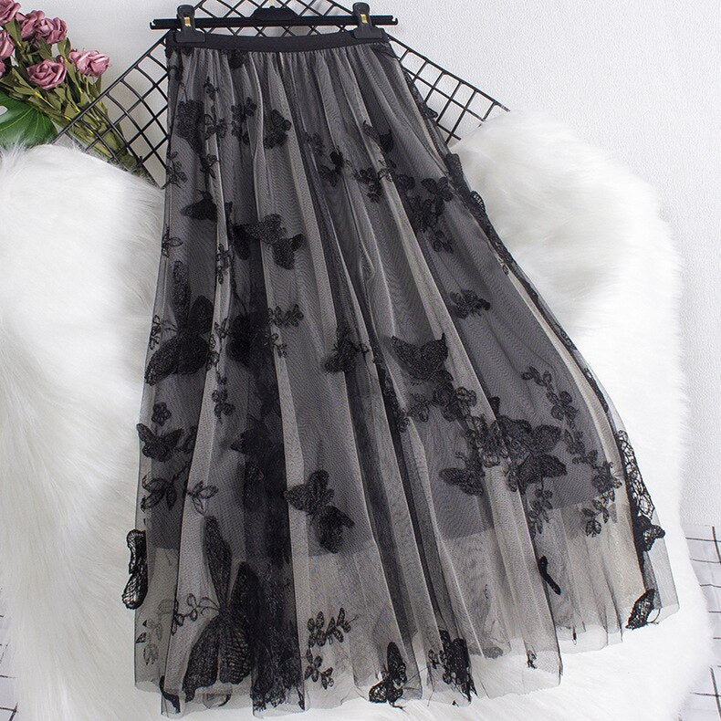 Butterfly Tulle Long Skirt