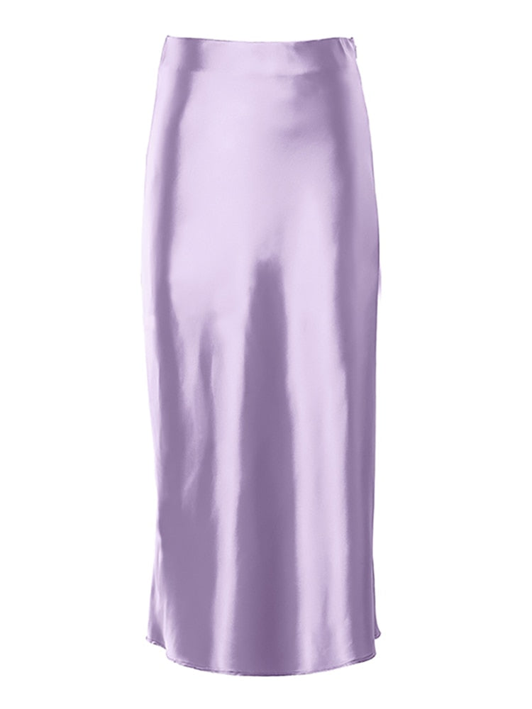 Irma Satin Silk Midi Skirt
