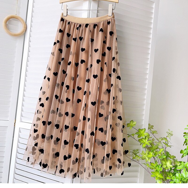 Tulle Heart Print Skirt