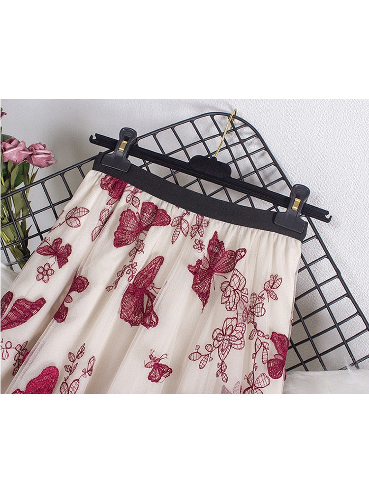 Butterfly Tulle Long Skirt