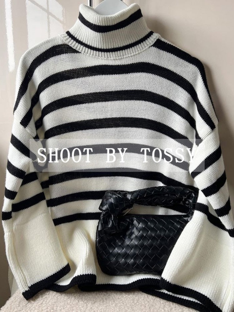 Striped Print Loose Pullover