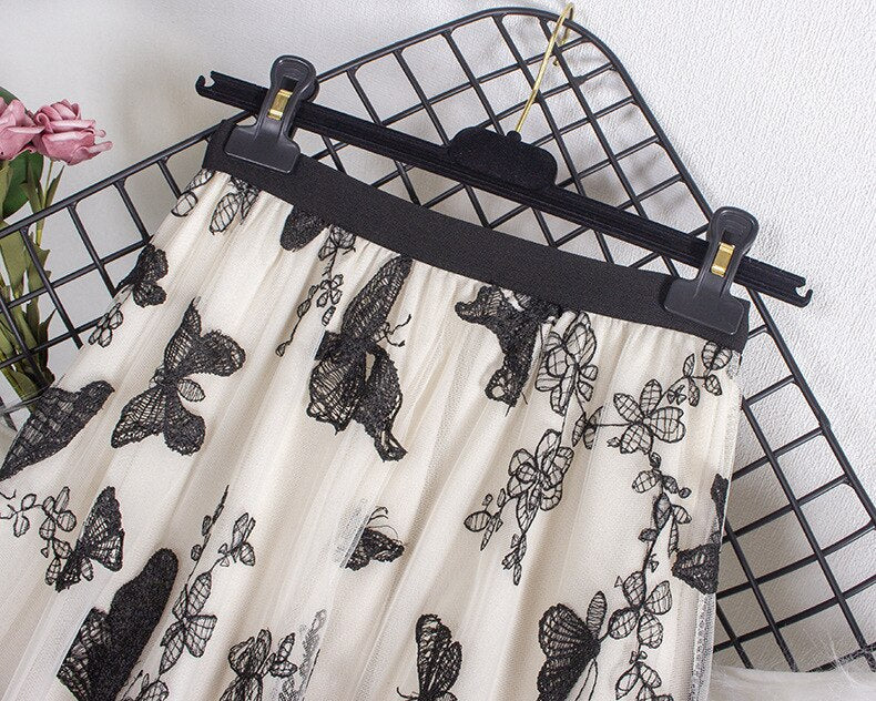 Butterfly Tulle Long Skirt