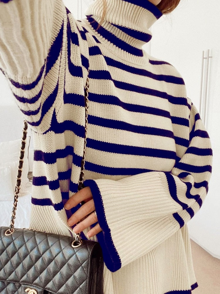 Striped Print Loose Pullover