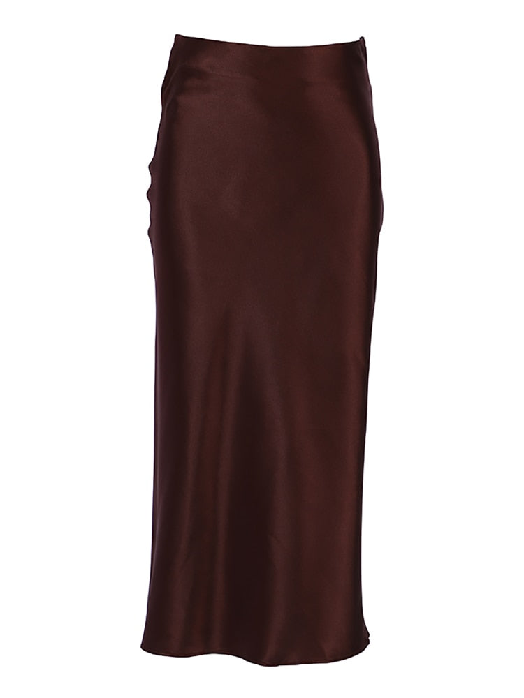 Irma Satin Silk Midi Skirt