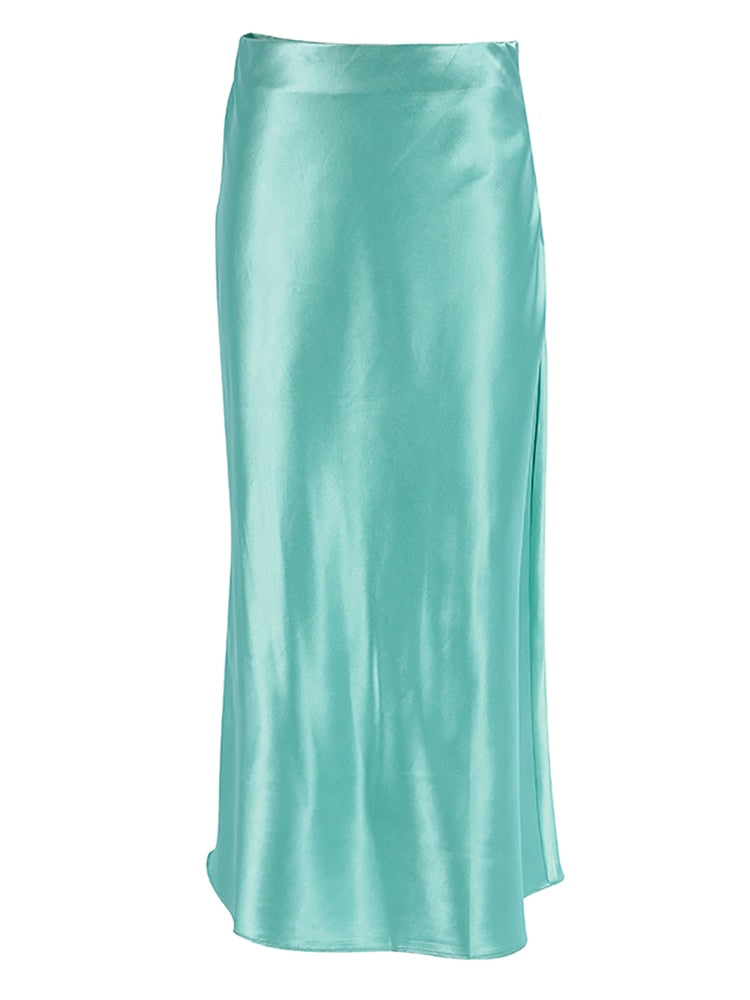 Irma Satin Silk Midi Skirt
