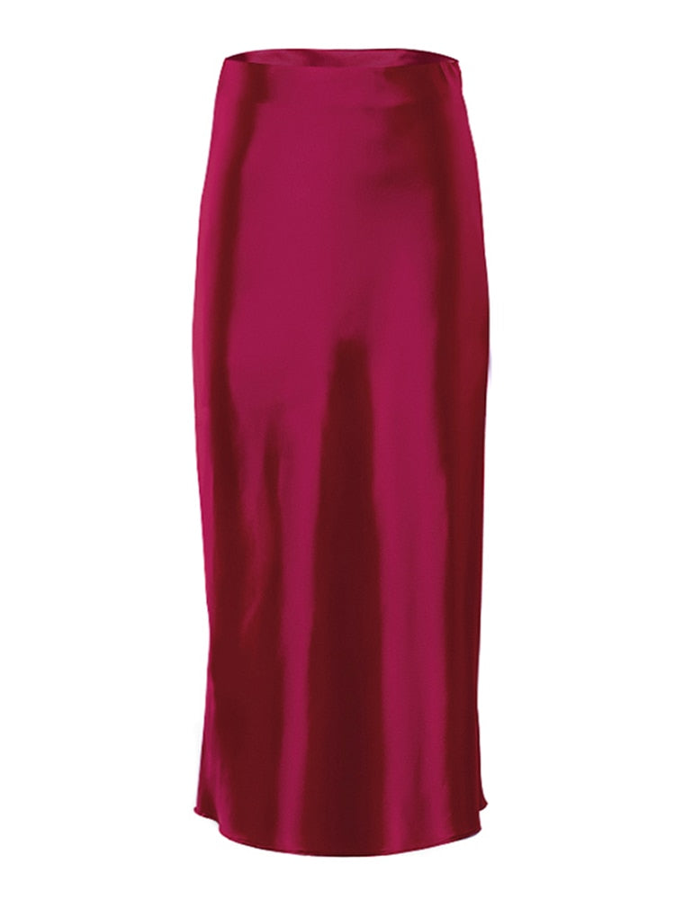 Irma Satin Silk Midi Skirt