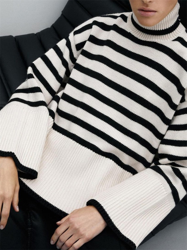 Striped Print Loose Pullover