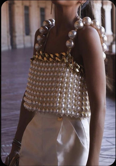 Pearl Top with gold chain