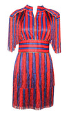 STRIPED MINI DRESS WITH FRINGES