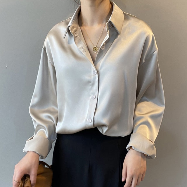 Satin Silk Shirt Blouse