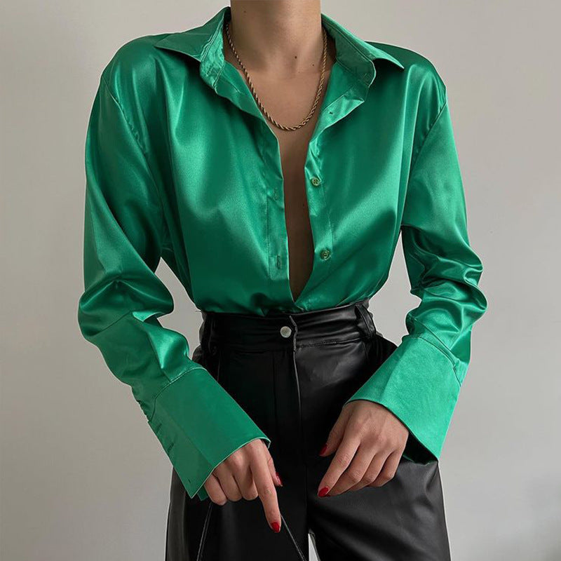 Satin Long Sleeve Blouse