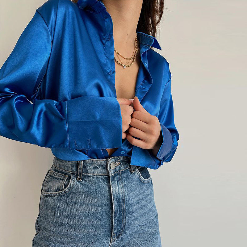 Satin Long Sleeve Blouse