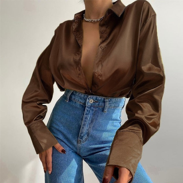 Satin Long Sleeve Blouse