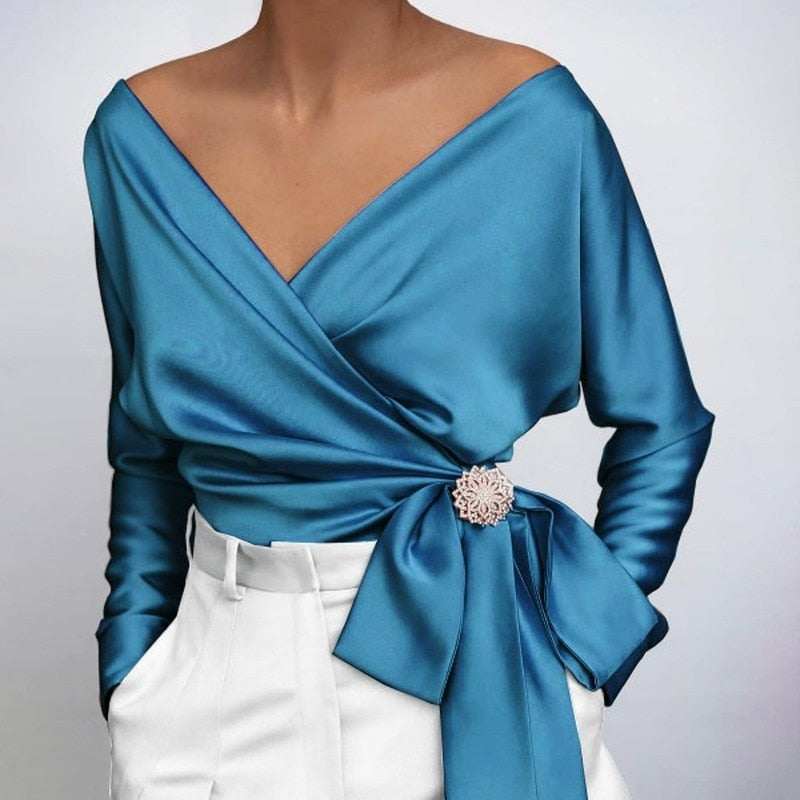 Satin Long Sleeve Blouse