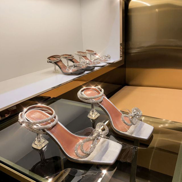 Square Toe Rhinestone Sandals