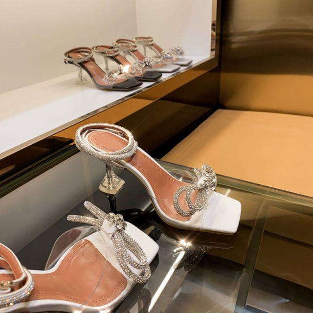 Square Toe Rhinestone Sandals