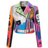 Hit Color Leather Jacket