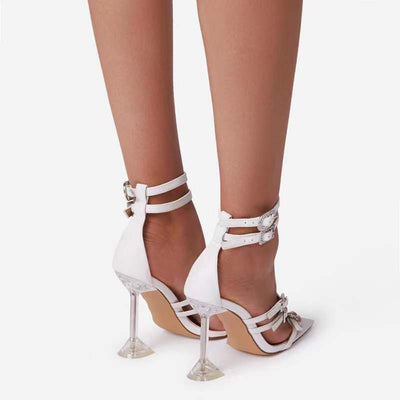 Lourie Chic Buckle Strap Square Toe Heels